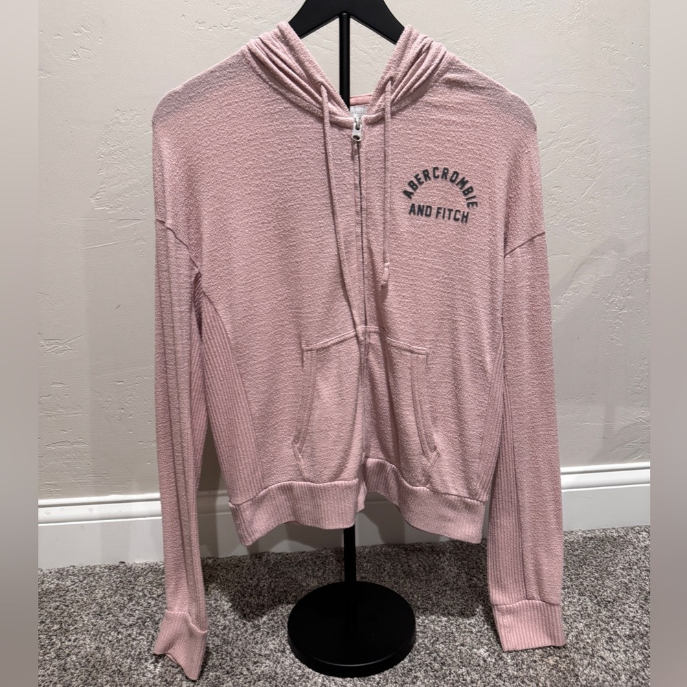 Abercrombie Zip Up Soft Pink Hooded Sweater Hoodie Small